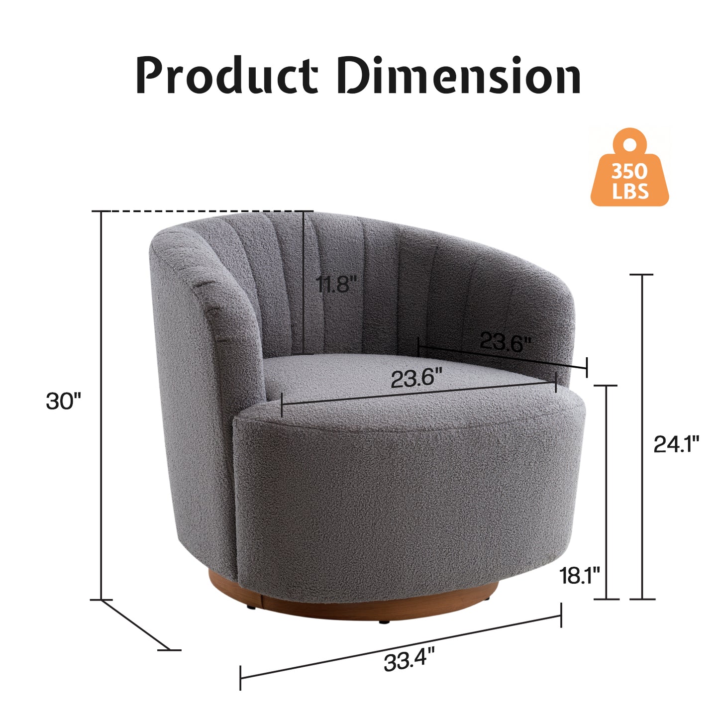 Isla 360° Swivel Barrel Chair - Grey