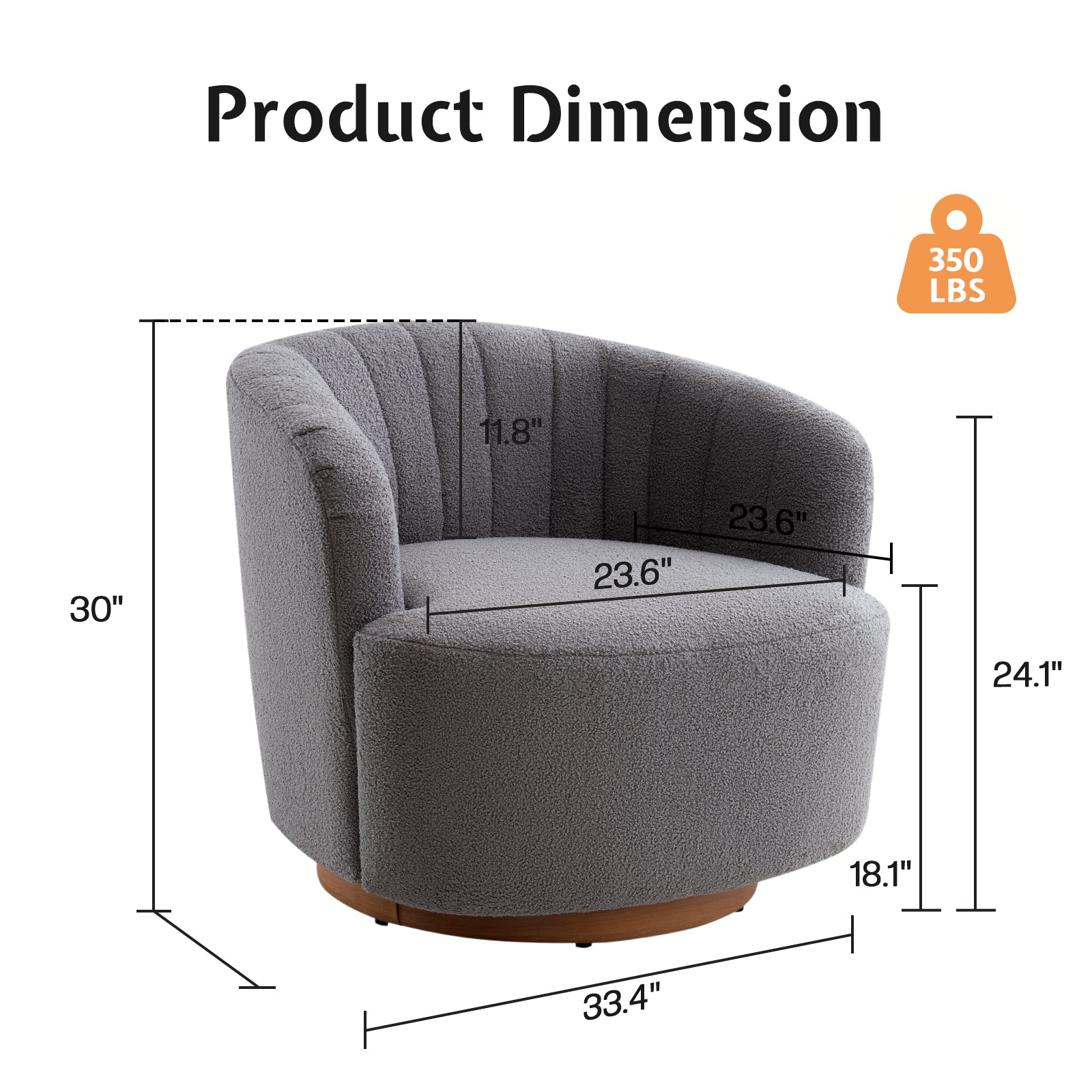 Isla 360° Swivel Barrel Chair - Grey