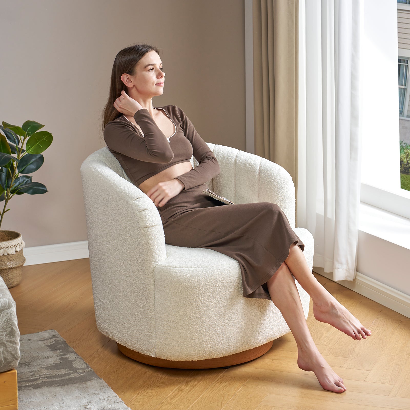Isla 360° Swivel Barrel Chair - White