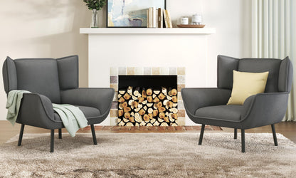 Accent Wingback Corduroy Chair Amerlife set of 2 / Grey