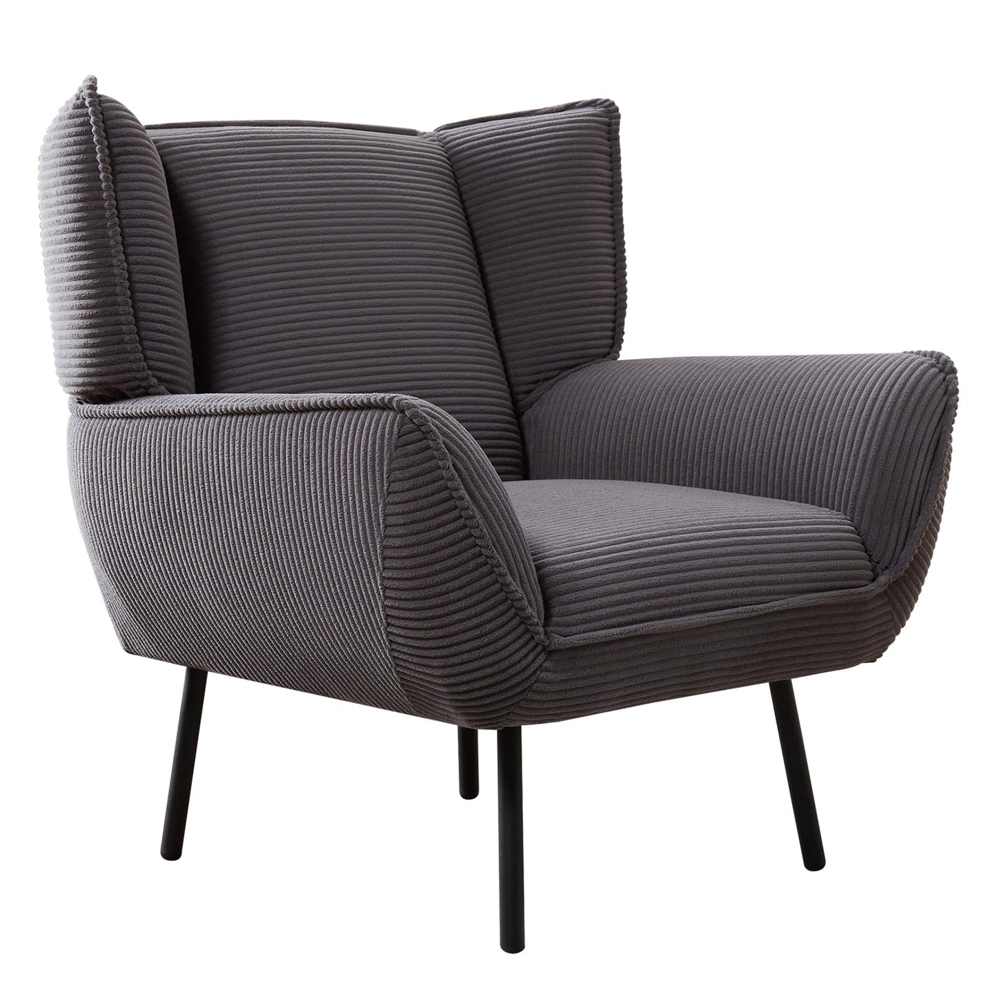 Accent Wingback Corduroy Chair Amerlife set of 2 / Grey