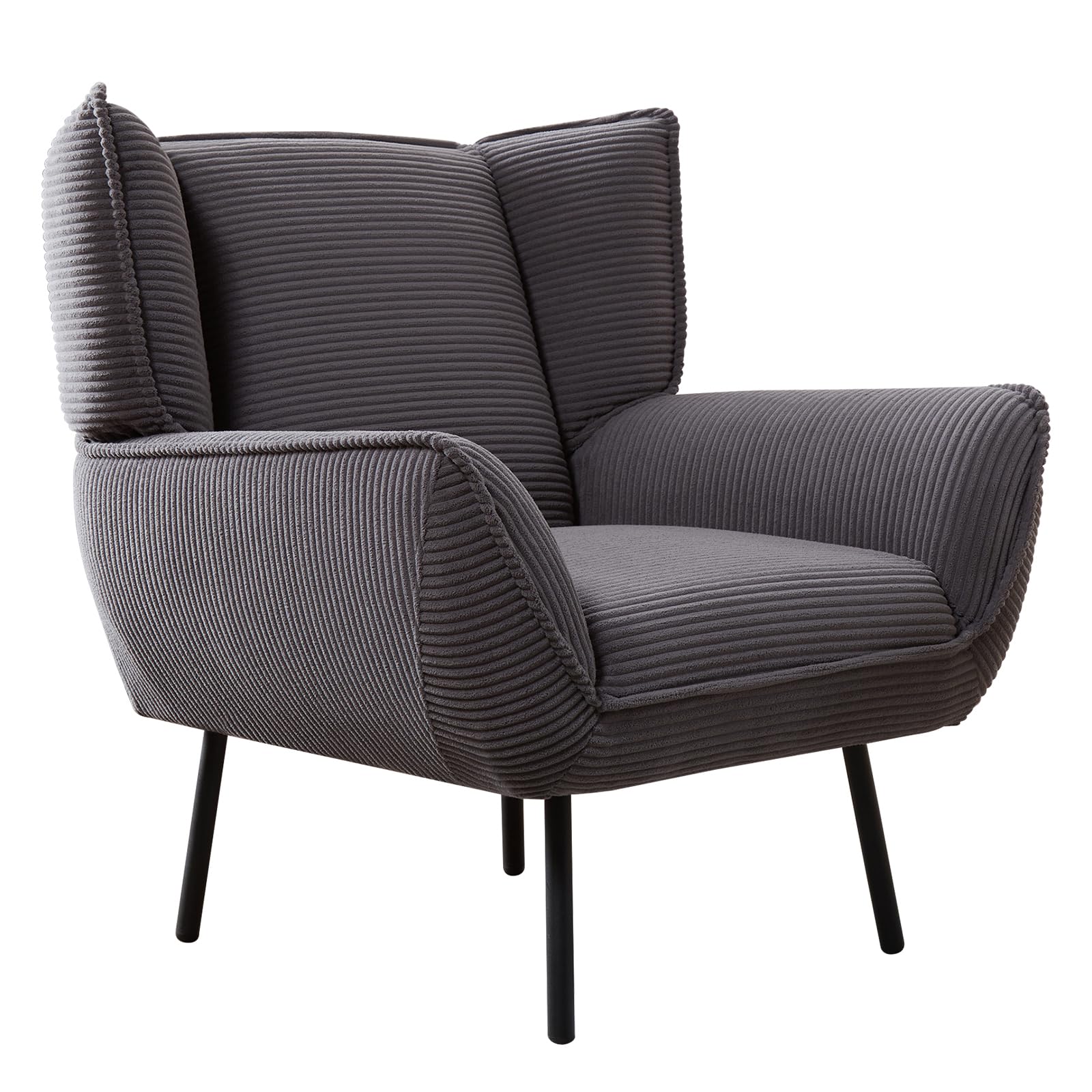Accent Wingback Corduroy Chair Amerlife set of 2 / Grey