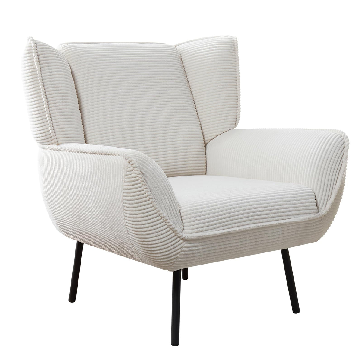 Accent Wingback Corduroy Chair Amerlife set of 2 / White