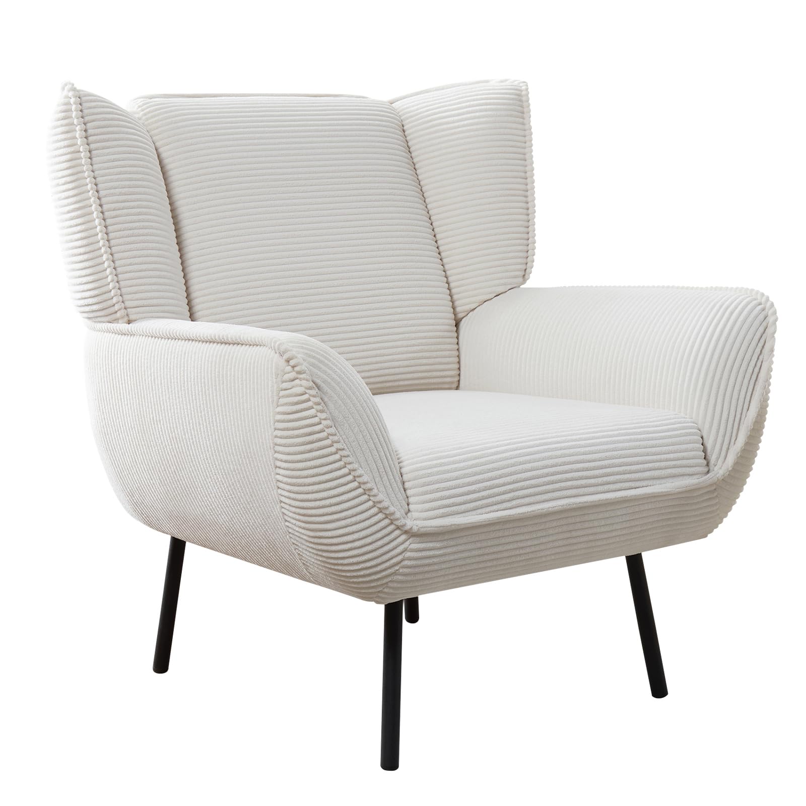 Accent Wingback Corduroy Chair Amerlife set of 2 / White