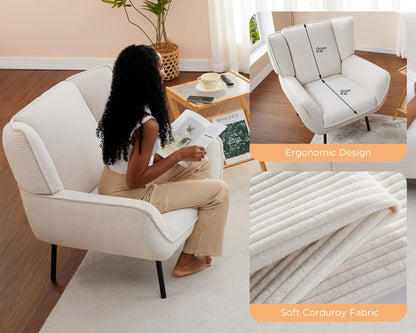Accent Wingback Corduroy Chair Amerlife set of 2 / White