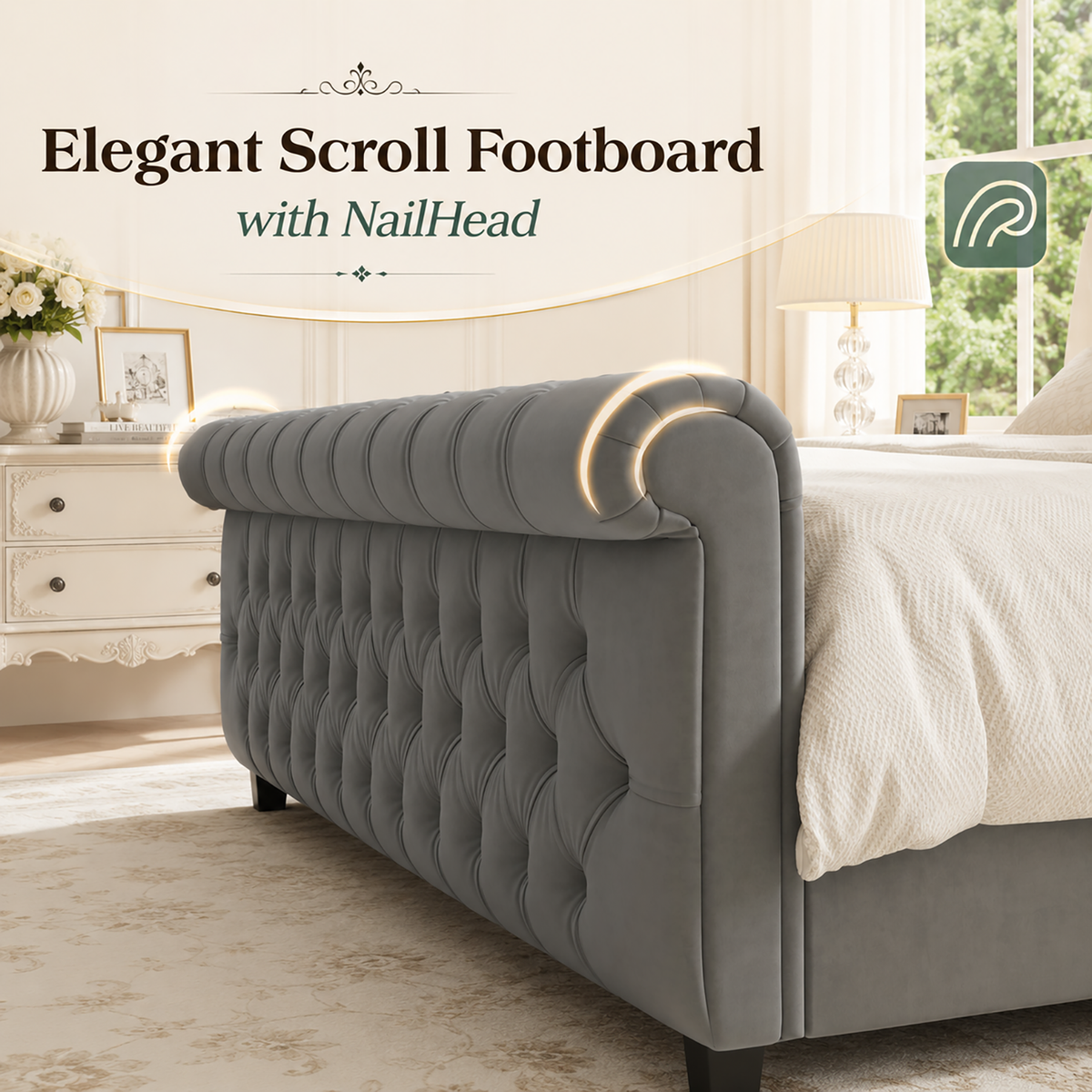Bruco CaliforniaKing Upholstered Bed Frame-Gray