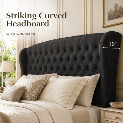 Bruco Queen Upholstered Bed Frame-Black