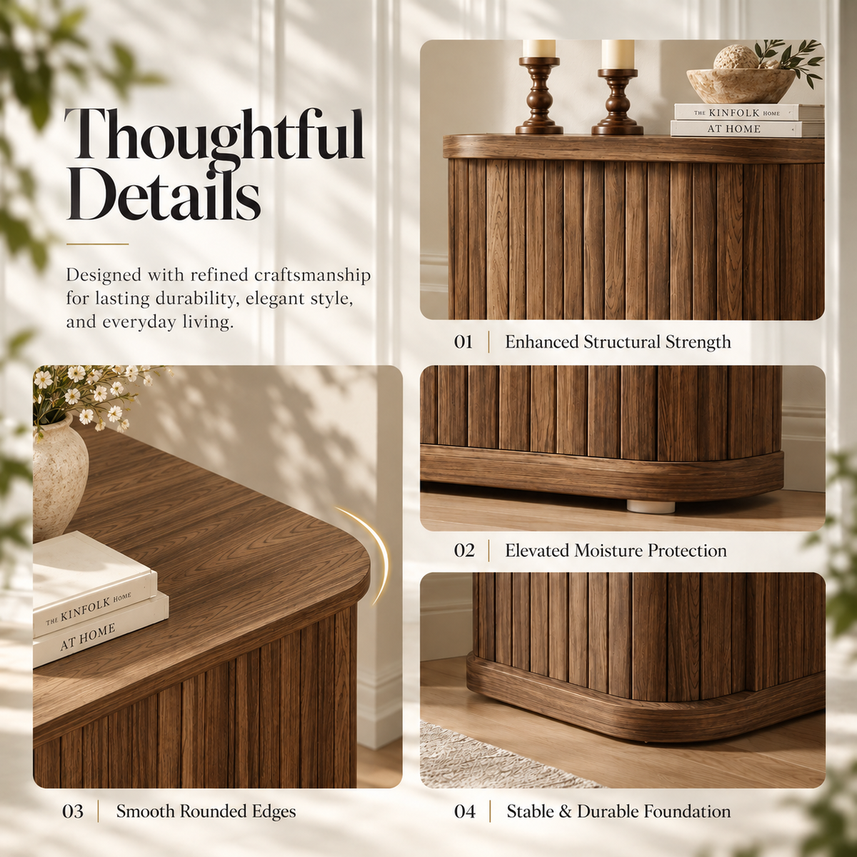 Arden Fluted Electric Fireplace TV Stand-70"-Warm Walnut