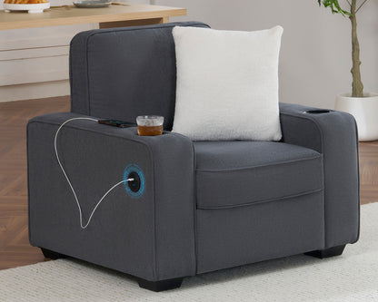 Chords Deep Seat Sofa Chair - Chenille Charcoal Grey