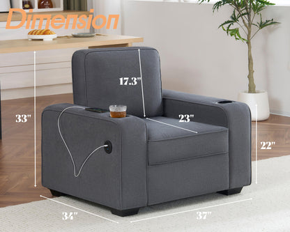 Chords Deep Seat Sofa Chair - Chenille Charcoal Grey