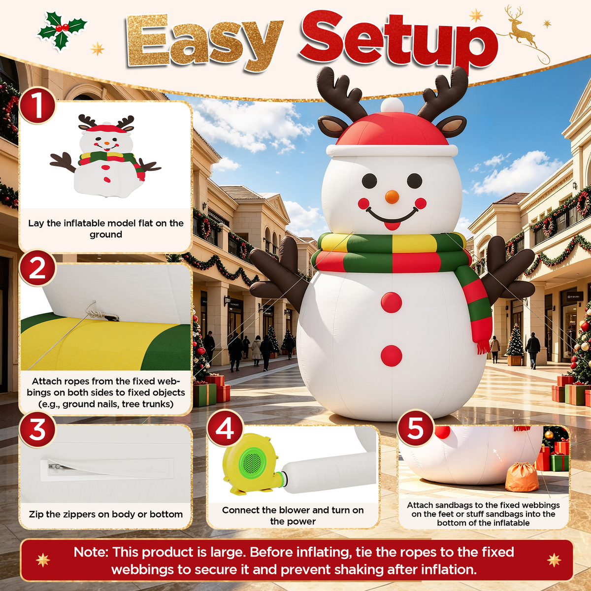 Vibe Giant Inflatable Santa Claus for Outdoor Christmas Decorations-Giant Inflatable Snowman-26FT