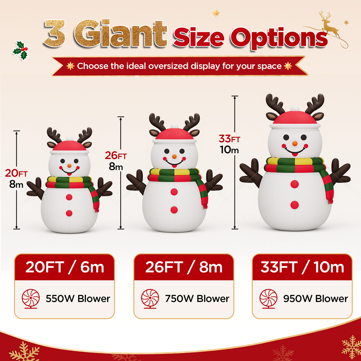 Vibe Giant Inflatable Santa Claus for Outdoor Christmas Decorations-Giant Inflatable Snowman-26FT