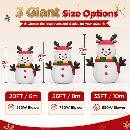 Vibe Giant Inflatable Santa Claus for Outdoor Christmas Decorations-Giant Inflatable Snowman-26FT