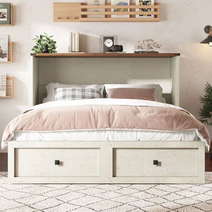 Colton Foldable Murphy Bed Amerlife Queen / Rustic White
