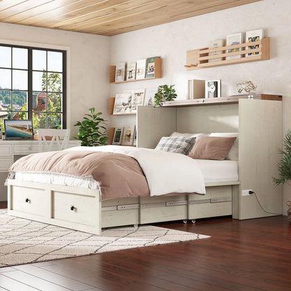 Colton Foldable Murphy Bed Amerlife Queen / Rustic White