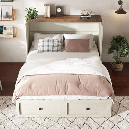 Colton Foldable Murphy Bed Amerlife Queen / Rustic White