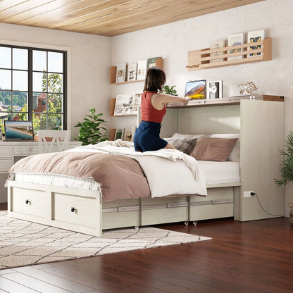 Colton Foldable Murphy Bed Amerlife Queen / Rustic White
