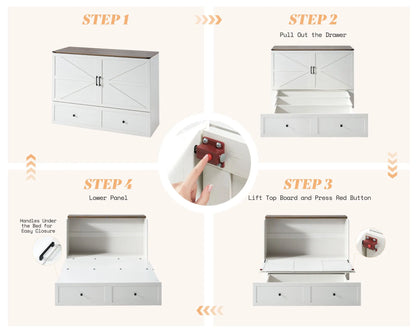 Colton Foldable Murphy Bed Amerlife Queen / Rustic White