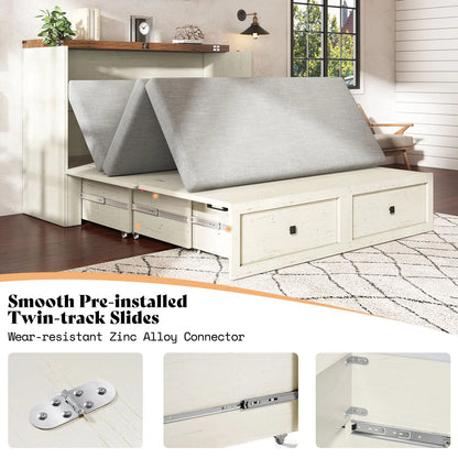 Colton Foldable Murphy Bed Amerlife Queen / Rustic White