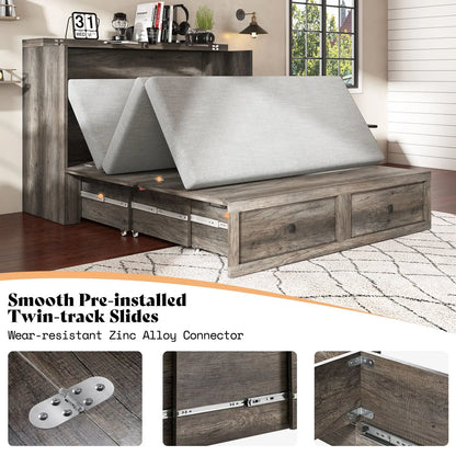 Colton Foldable Murphy Bed Amerlife Queen / Rustic Grey