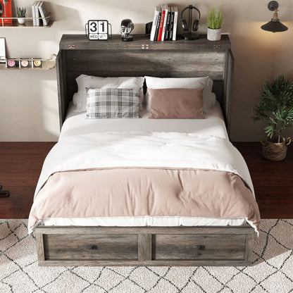 Colton Foldable Murphy Bed Amerlife Queen / Rustic Grey