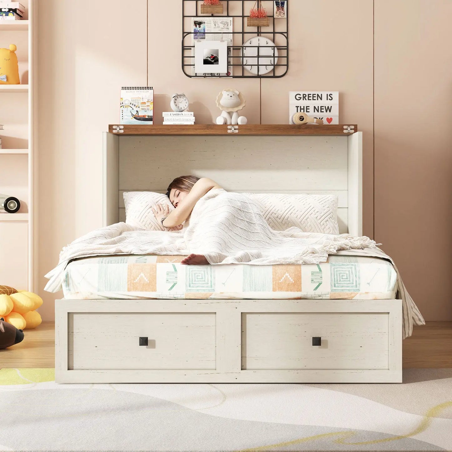 Colton Foldable Murphy Bed Amerlife Full / Rustic White