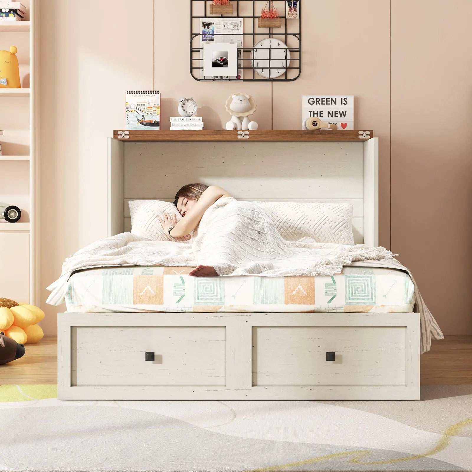 Colton Foldable Murphy Bed Amerlife Full / Rustic White