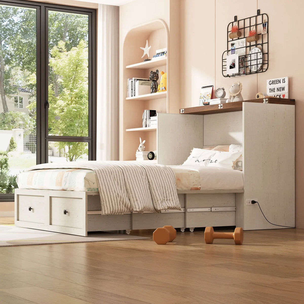 Colton Foldable Murphy Bed Amerlife Full / Rustic White