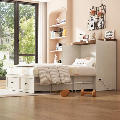 Colton Foldable Murphy Bed Amerlife Full / Rustic White