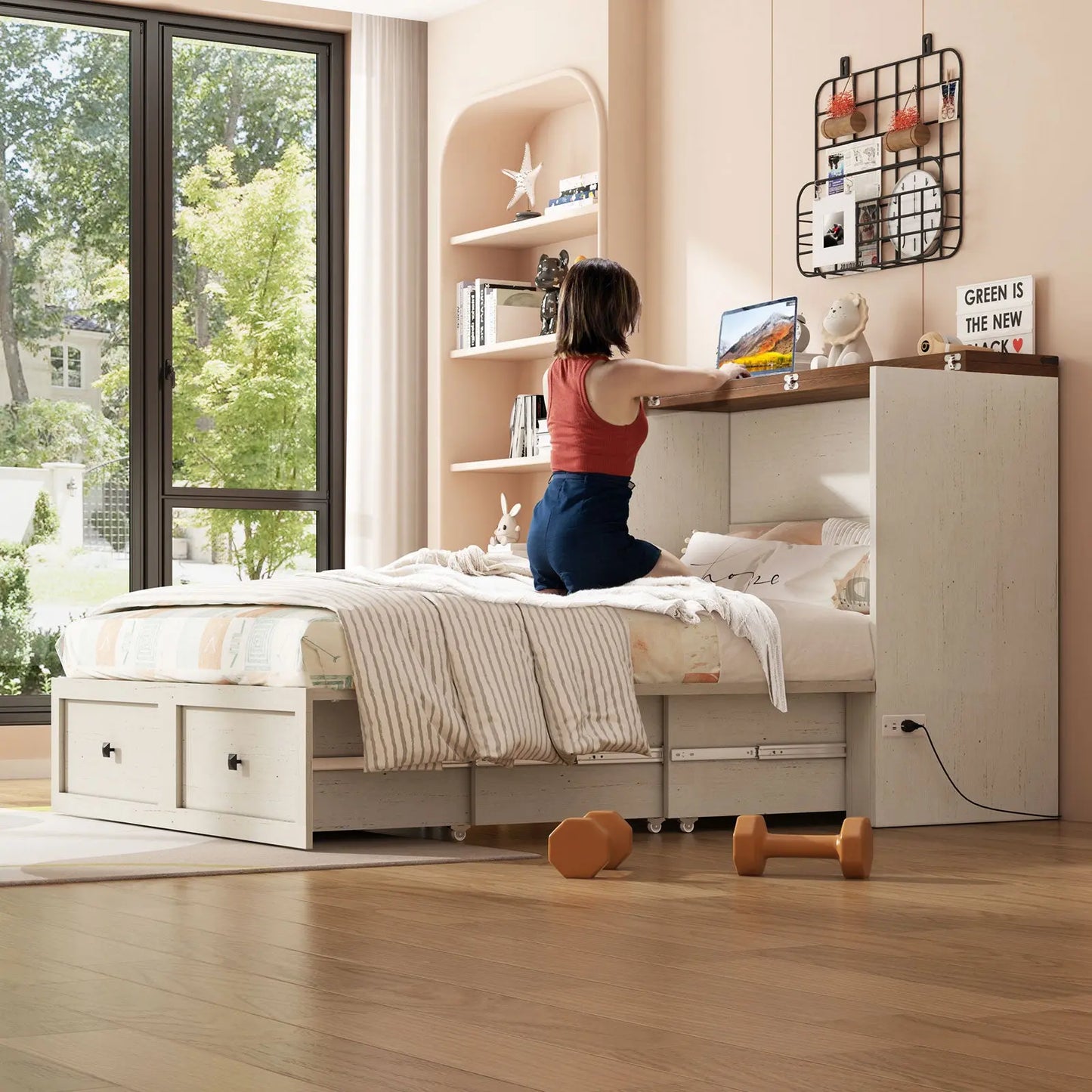 Colton Foldable Murphy Bed Amerlife Full / Rustic White