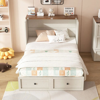 Colton Foldable Murphy Bed Amerlife Full / Rustic White