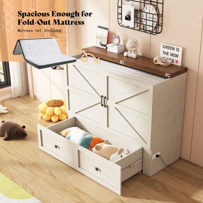 Colton Foldable Murphy Bed Amerlife Full / Rustic White