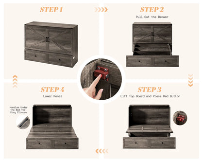 Colton Foldable Murphy Bed Amerlife Full / Rustic Grey