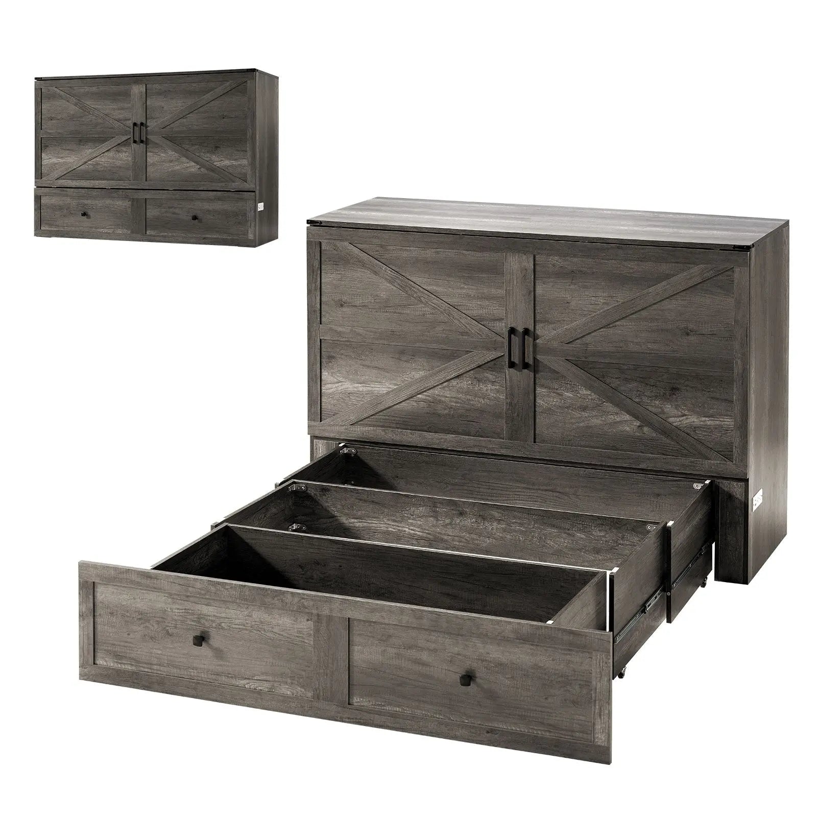 Colton Foldable Murphy Bed Amerlife Full / Rustic Grey