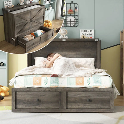 Colton Foldable Murphy Bed Amerlife Full / Rustic Grey