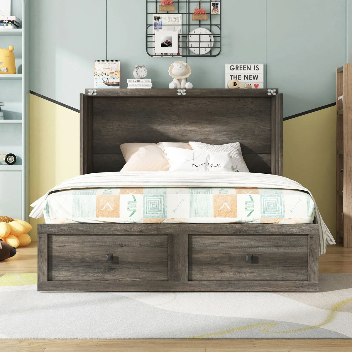 Colton Foldable Murphy Bed Amerlife Full / Rustic Grey