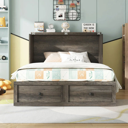 Colton Foldable Murphy Bed Amerlife Full / Rustic Grey