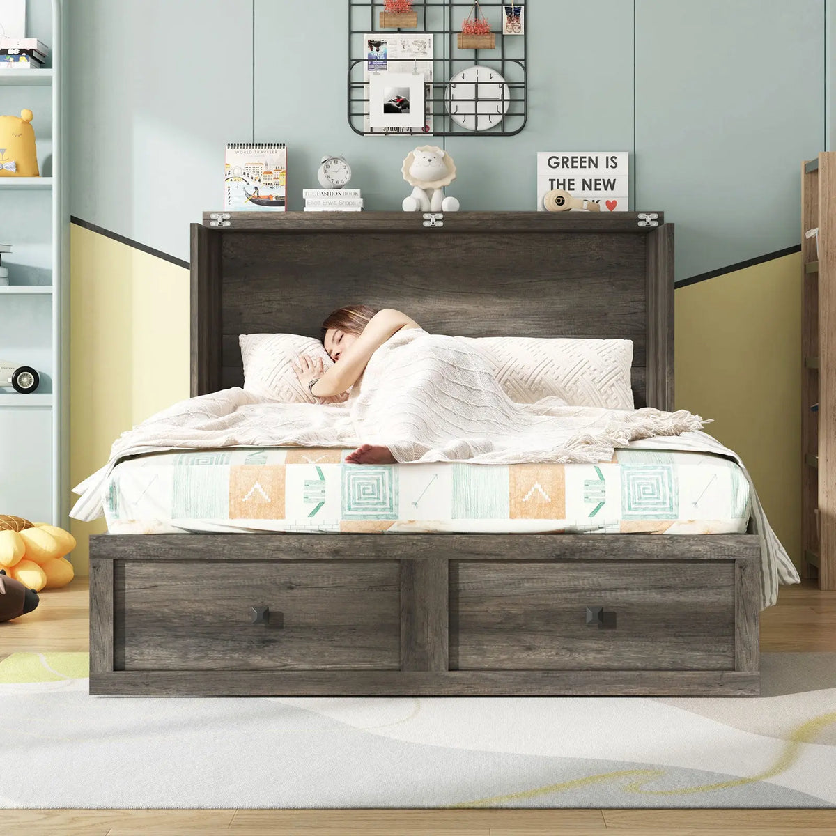 Colton Foldable Murphy Bed Amerlife Full / Rustic Grey