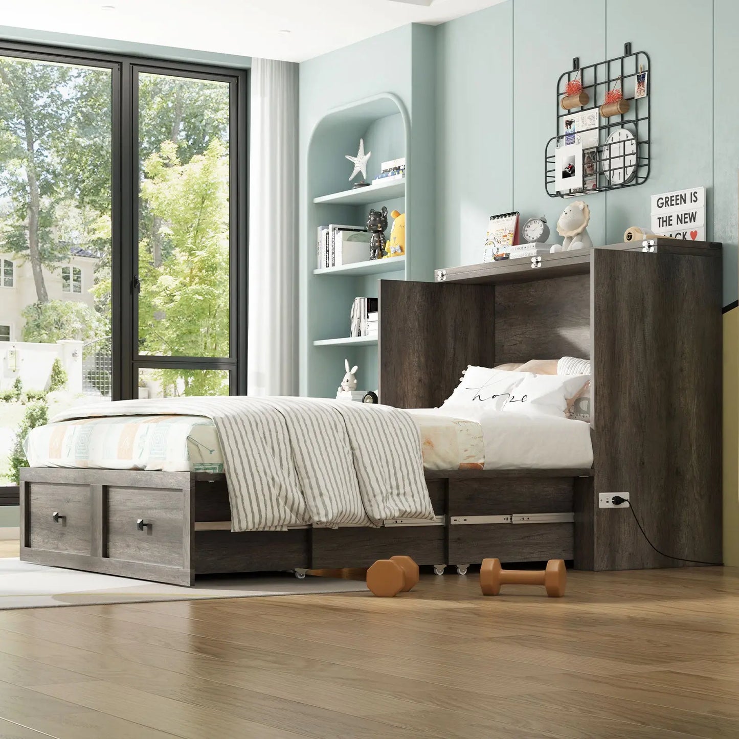 Colton Foldable Murphy Bed Amerlife Full / Rustic Grey