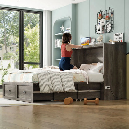 Colton Foldable Murphy Bed Amerlife Full / Rustic Grey