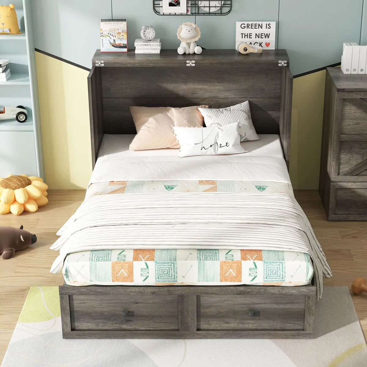 Colton Foldable Murphy Bed Amerlife Full / Rustic Grey
