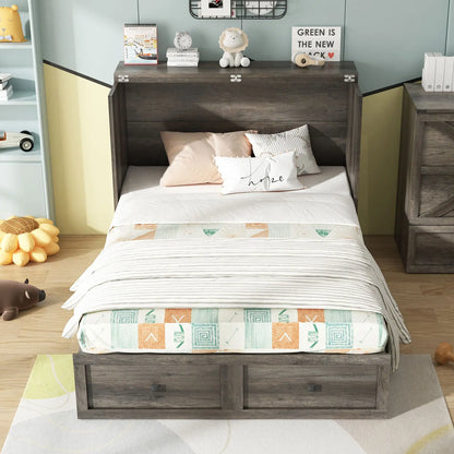 Colton Foldable Murphy Bed Amerlife Full / Rustic Grey