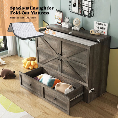 Colton Foldable Murphy Bed Amerlife Full / Rustic Grey