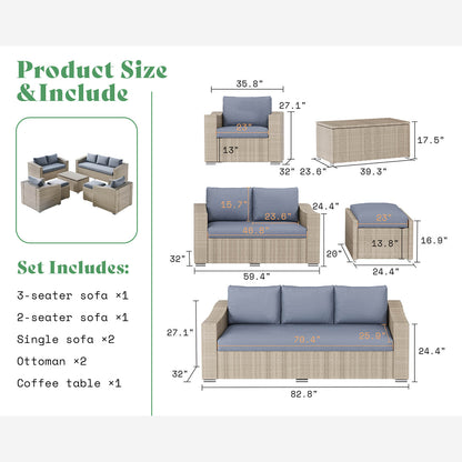 Corvara 7-Piece Patio Sectional Set