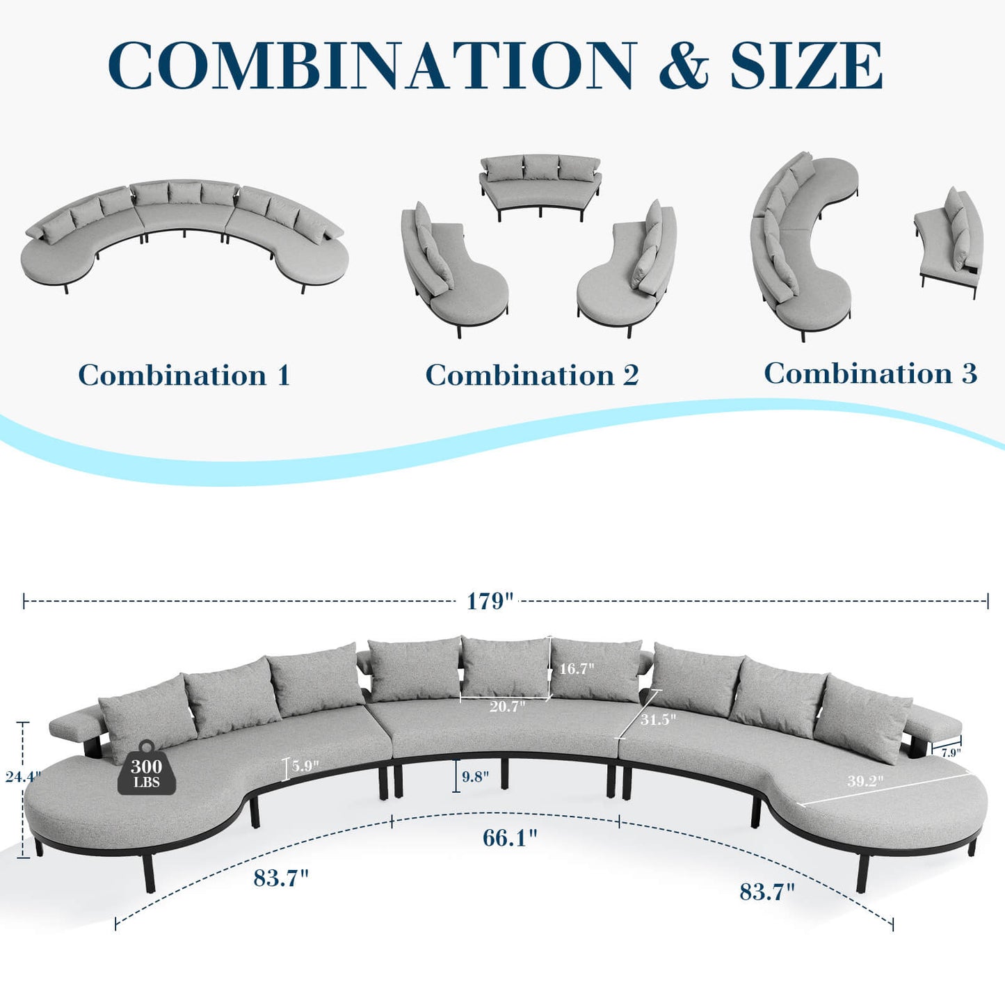 Roper Aluminum Patio Sectional Set - Amerlife