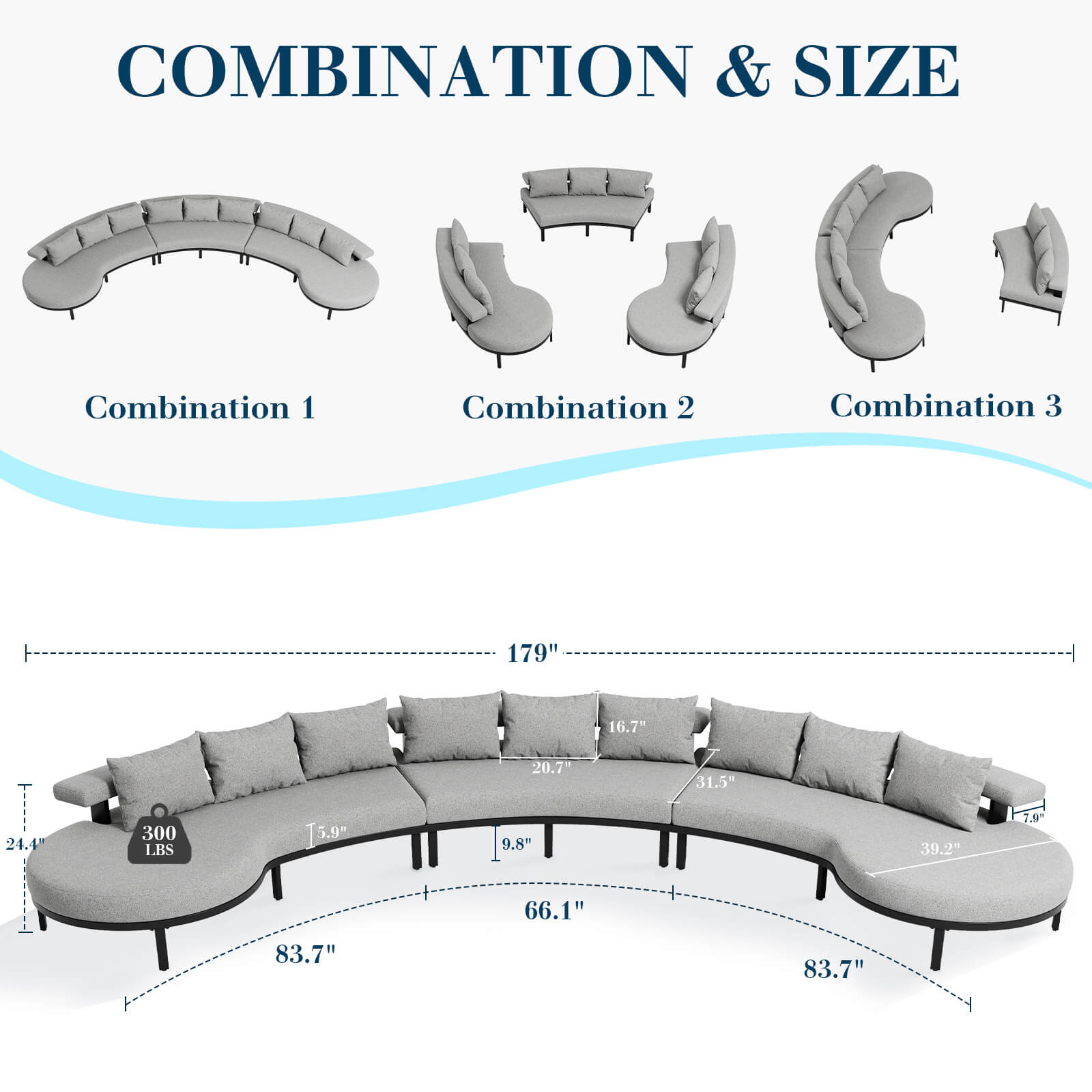 Roper Aluminum Patio Sectional Set - Amerlife