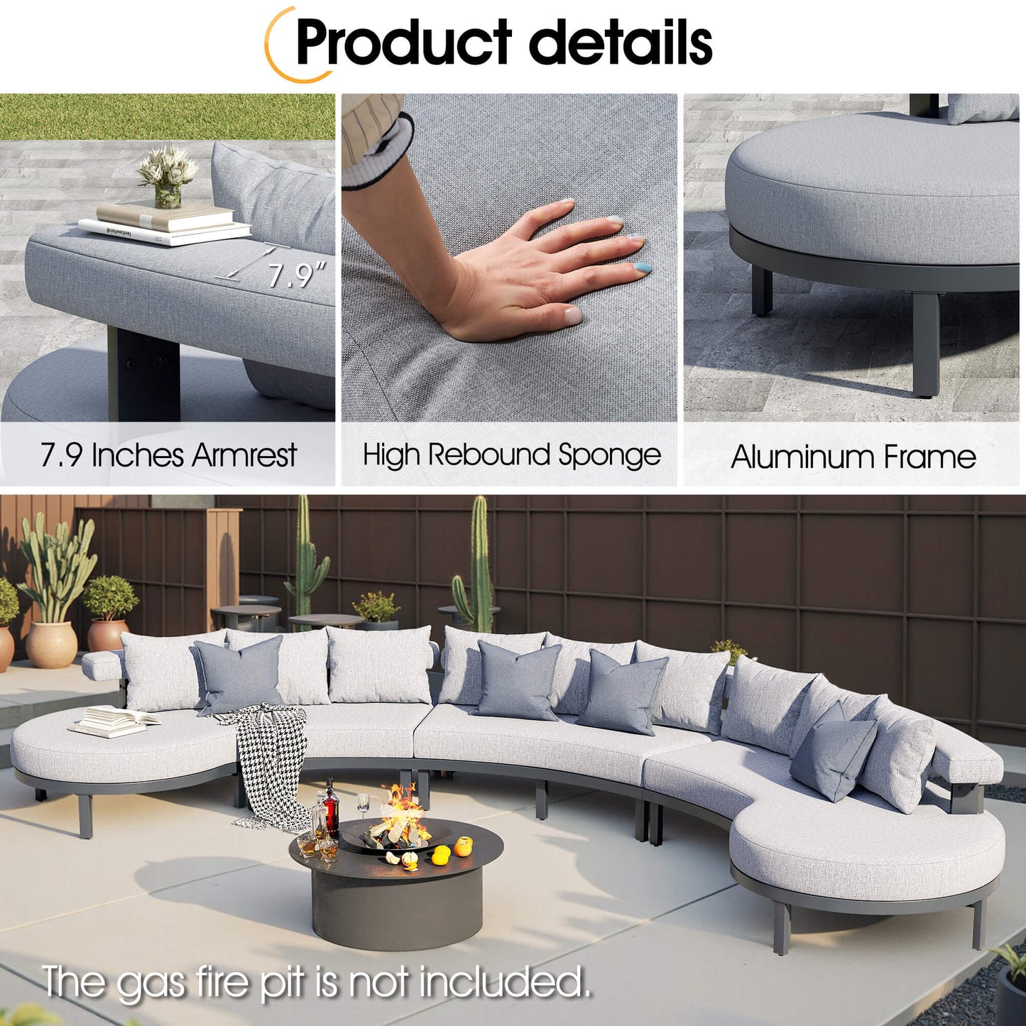 Roper Aluminum Patio Sectional Set - Amerlife