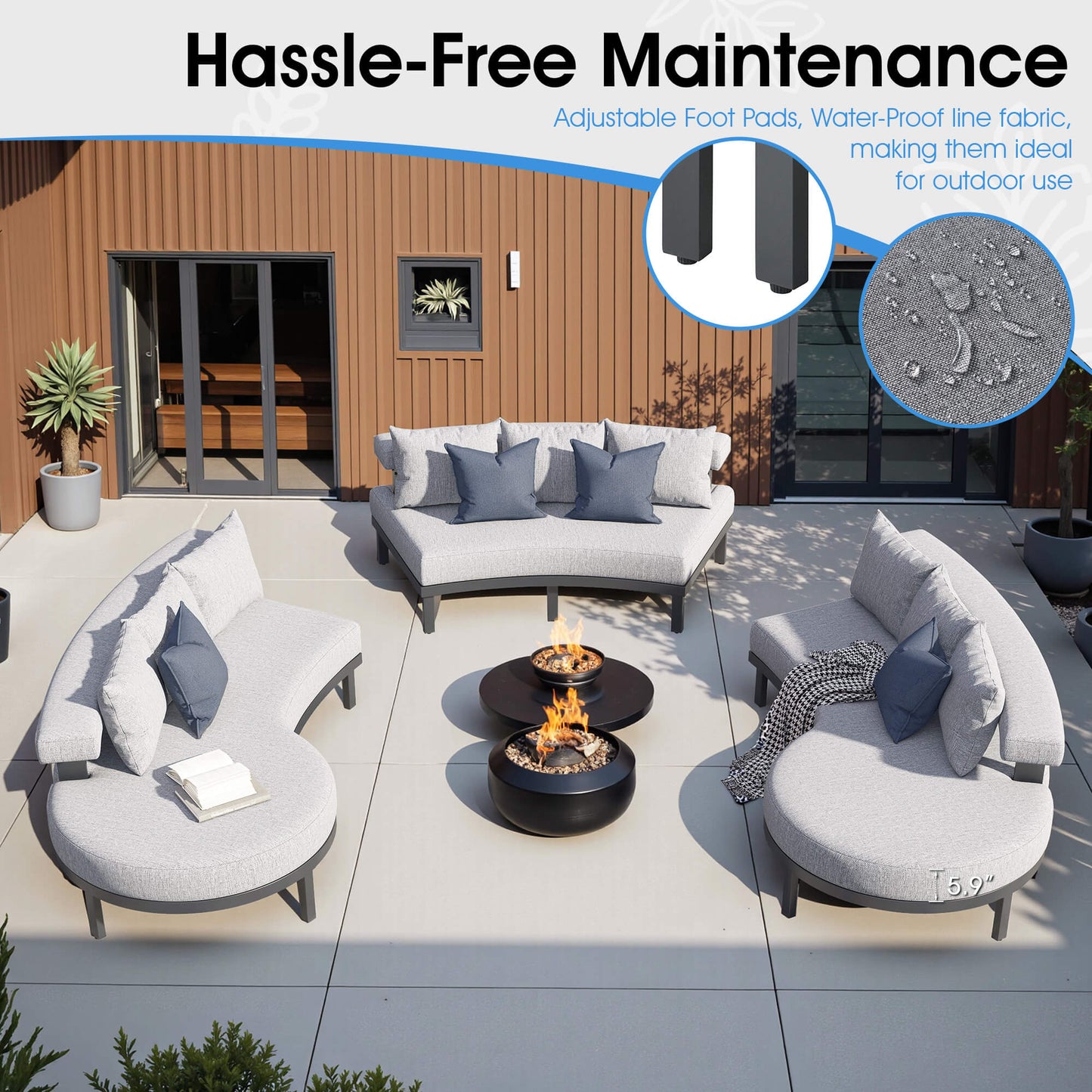 Roper Aluminum Patio Sectional Set - Amerlife