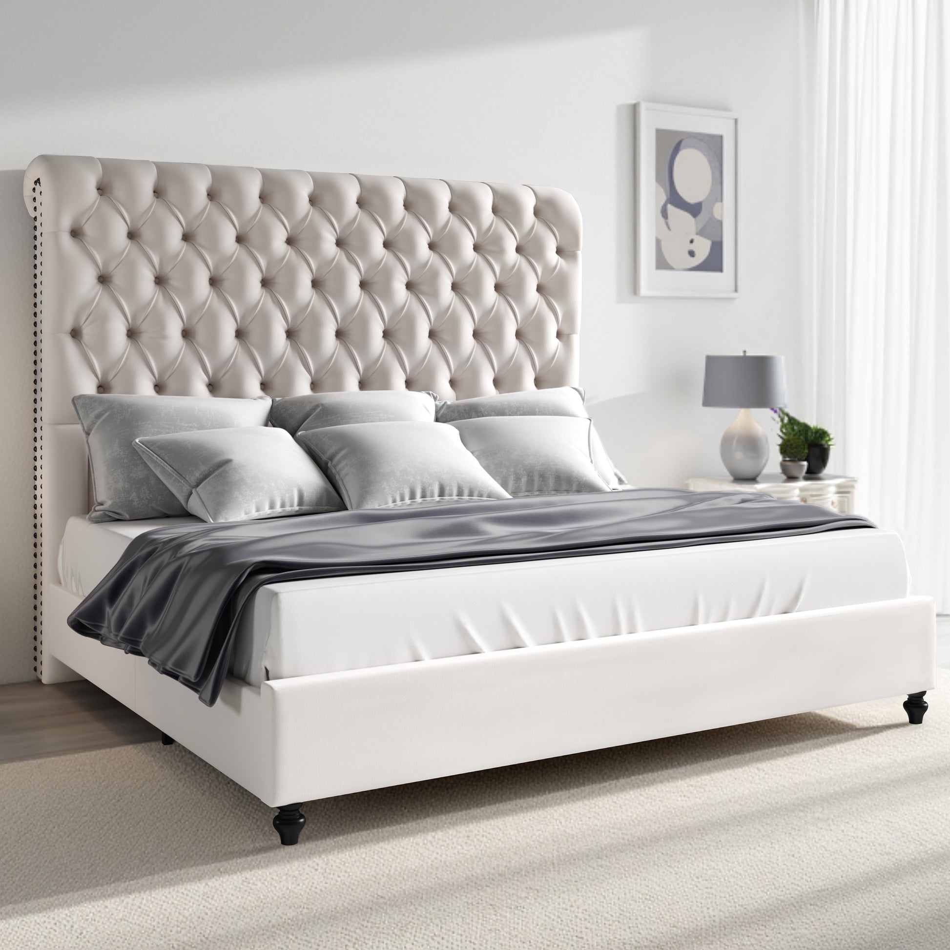 Curl Bed Frame Amerlife-Cream