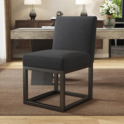 6-Piece Linen Dining Chairs Set - Black